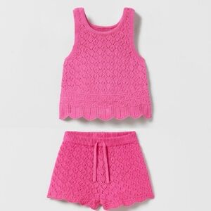 Zara Vibrant Pink Lace Knit Set for Girls